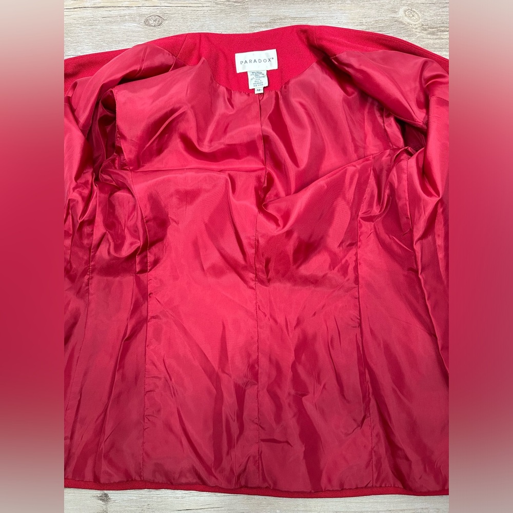 Paradox Red Button Down Suit Jacket Lined Blazer … - image 5